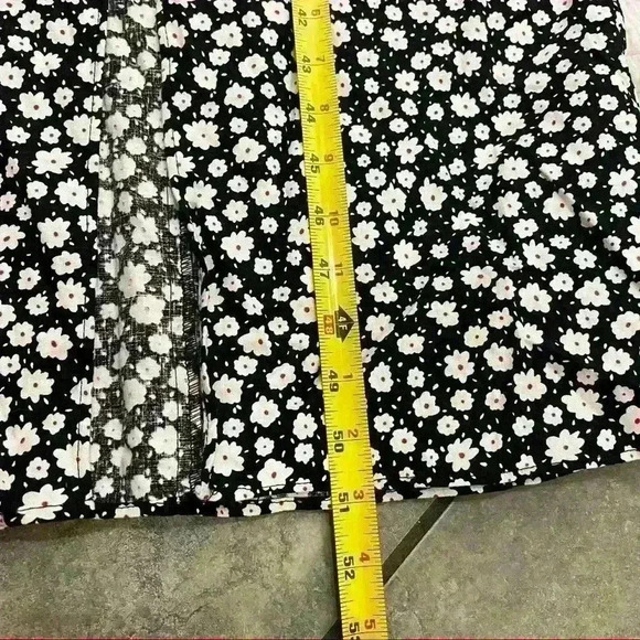 ZARA Black White Daisy Micro Floral Flower Print Linen Blend Midi Dress Sz L - Picture 15 of 15
